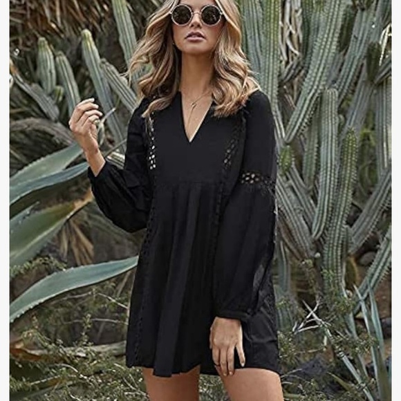 NWT PQ Swim Women's Leigh Midnight Tunic Cover-Up - V Neckline, Balloon Sleeves - Picture 1 of 12